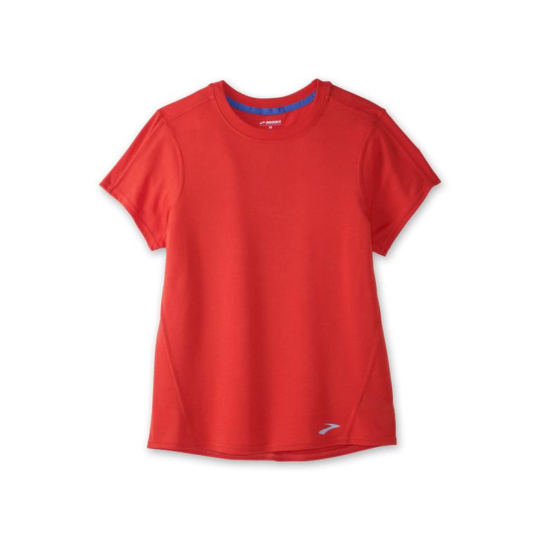 Brooks Distance Womens Short Sleeve Running Shirt - Jamberry/Red - Indonesia (RPLK-51236)